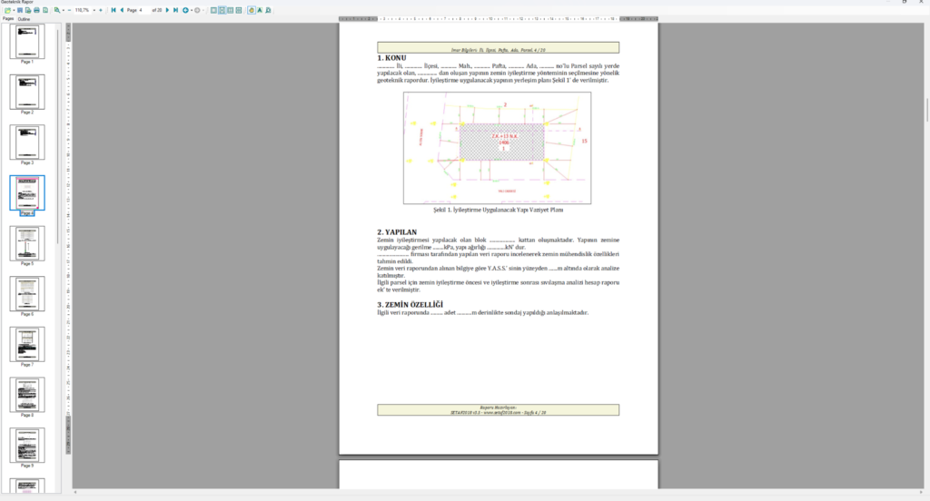 Rapor ön izlemesinin alındığı pencere. Buradan printer, word ve pdf’e gönderilir.