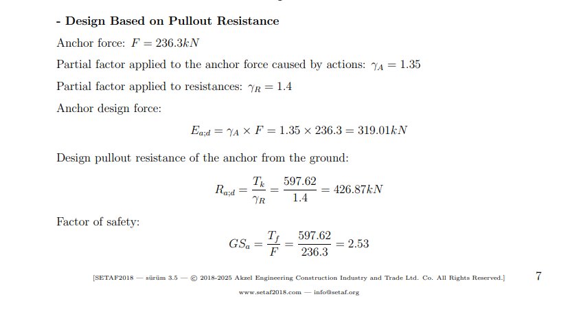 design based on pullout resistance