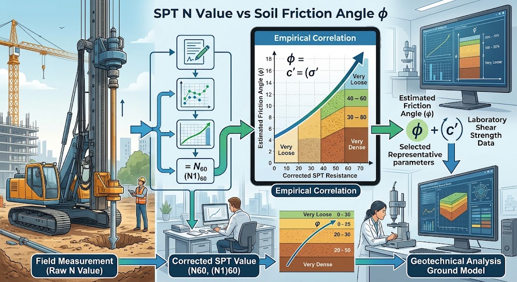 SPT N Value vs Friction Angle